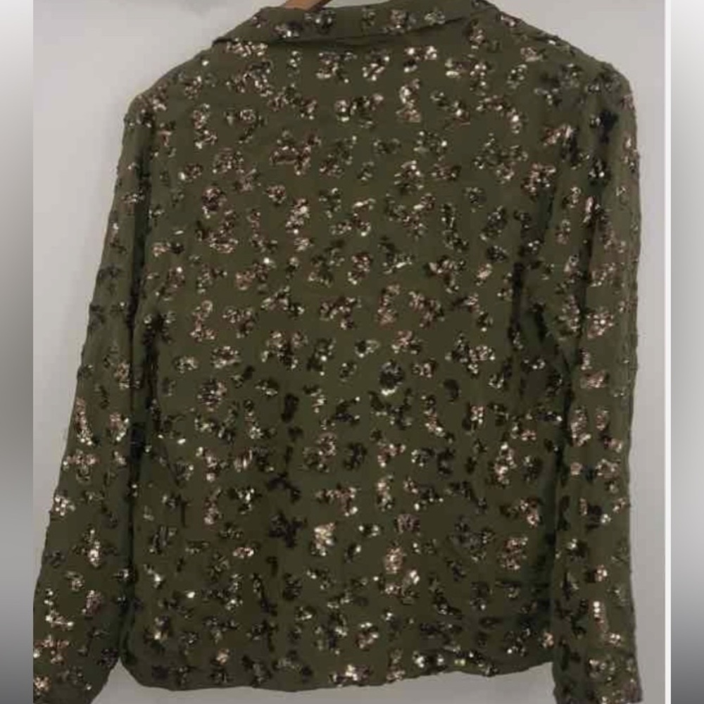Nwt! Lucky Brand Olive Sequin Blazer - Picture 3 of 5